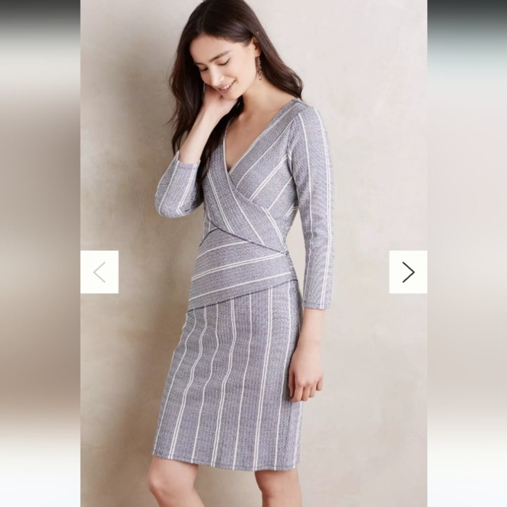Maeve Blue Column Striped Dress M
